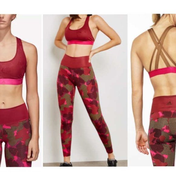 adidas Pants - Stella McCartney Adidas Performance 2pc Set, Size XL in Pink, maroon & brown
